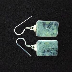 New Green Kabamba Gemstone Earrings, Silver, Drop Dangle, Shepherd Hooks, Boxed